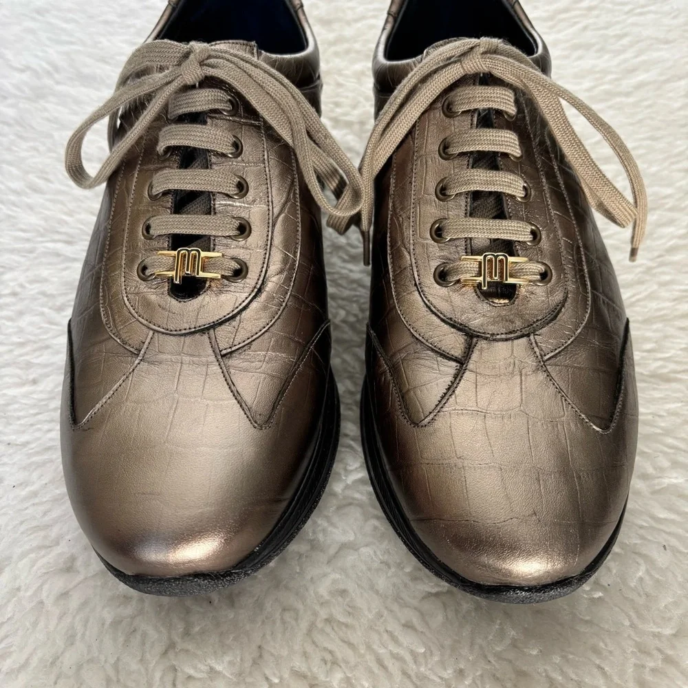 Maseratti Metallic Olive Leather Sneakers size 9.5
